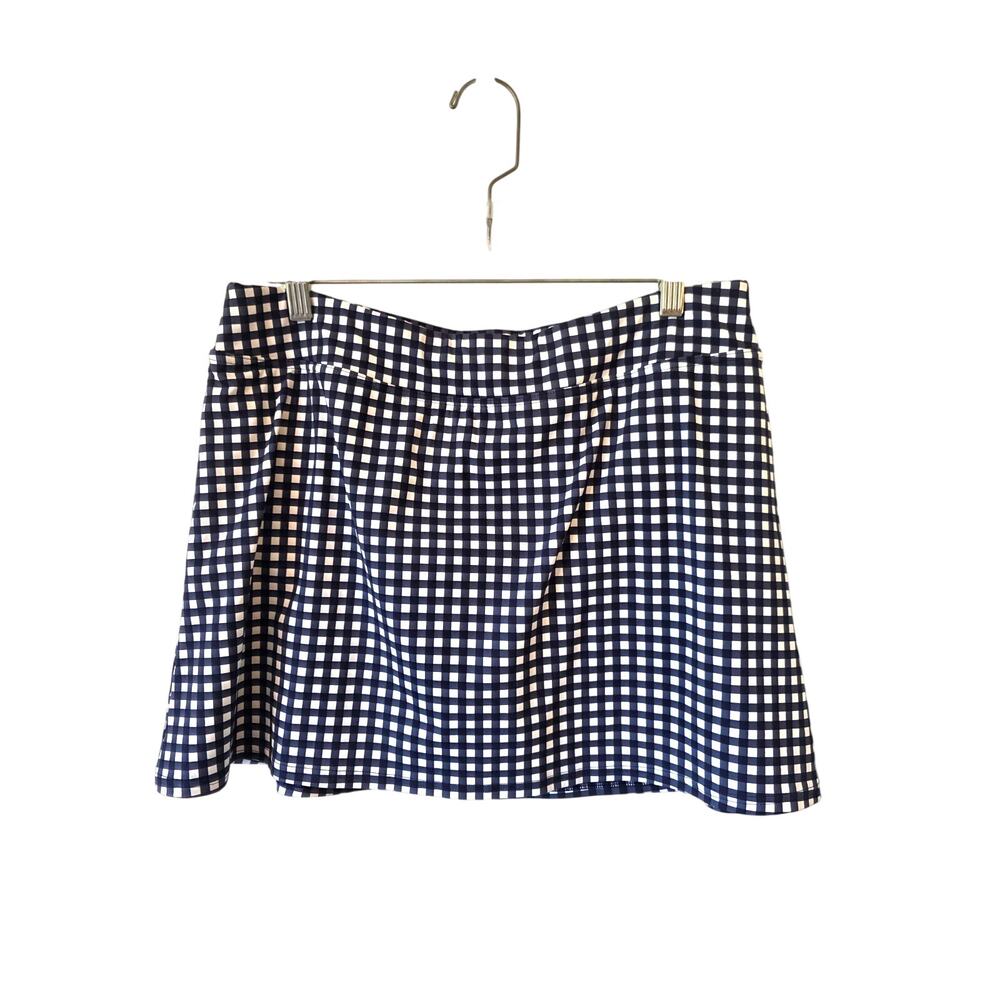 Lands End X Draper James Womens Gingham Print Swim Skirt Size 12 Blue White
